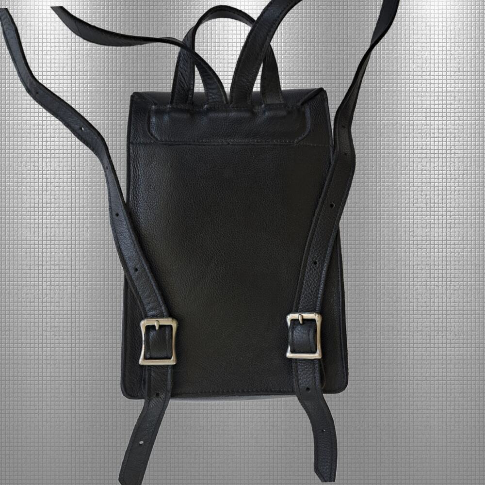 Vintage Harley-Davidson Cycles Black Leather Mini Backpack - Embroidered Logo - Picture 7 of 12
